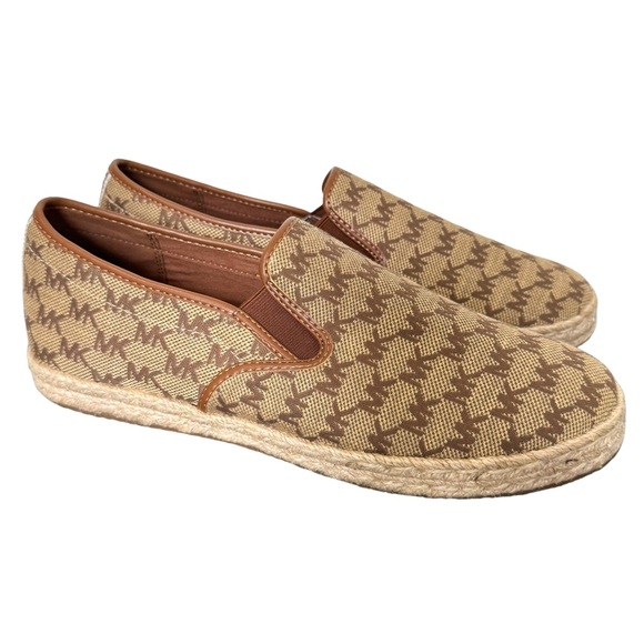 New Michael Kors Logo Espadrille Slip On Shoe Tan Brown Women's Size 11 - Picture 1 of 6